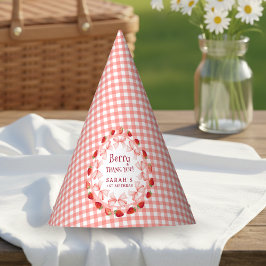 Gorro De Fiesta Coquette Berry Primera Cumpleaños Rojo Gingham