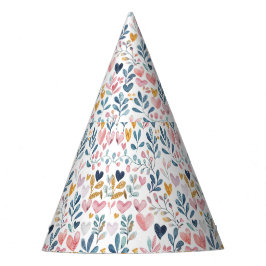 Gorro De Fiesta Corações em aquarela