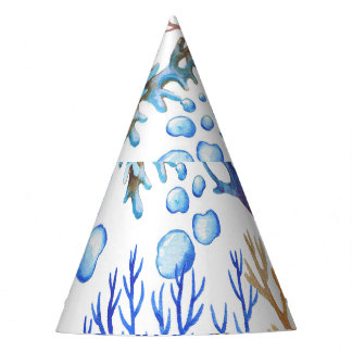 Gorro De Fiesta Corales dibujados a mano: patrón marino submarino.