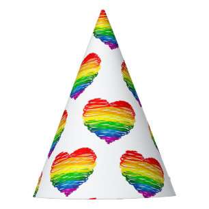 Gorro De Fiesta Corazón de colores de arcoíris de SlipperyJoe gara
