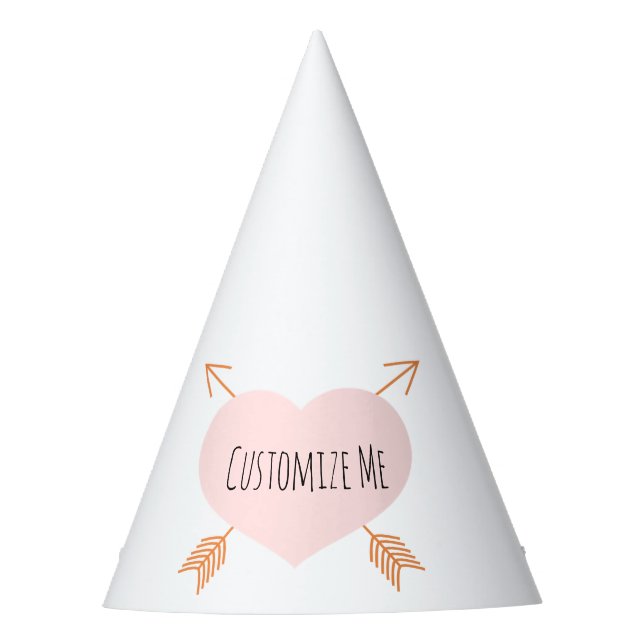 Gorro De Fiesta Corazón y Flechas rosadas de Boho (Anverso)