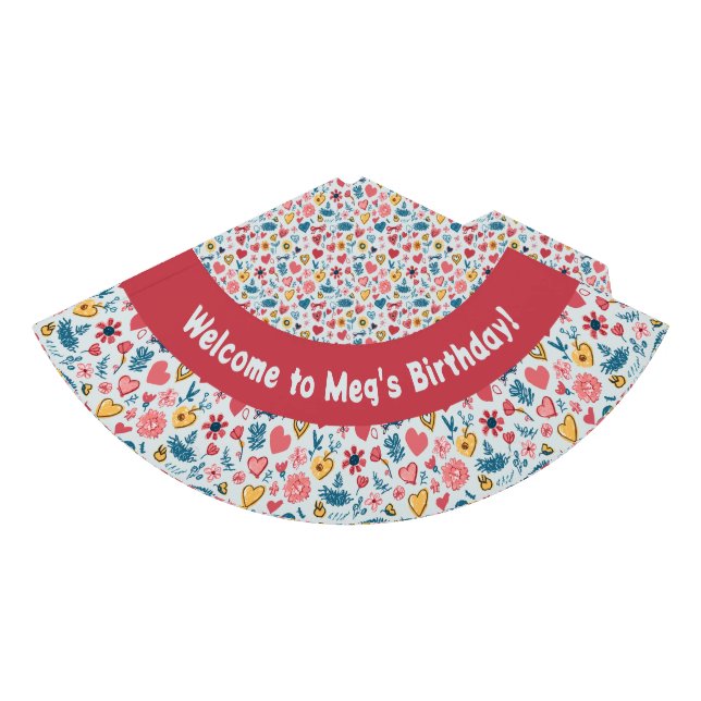Gorro De Fiesta Crayon Pastel Corazón y Flores (Anverso)