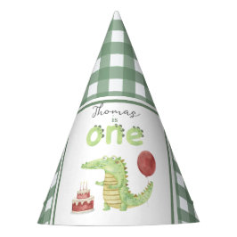 Gorro De Fiesta Crocodrilo acuarela 1º cumpleaños