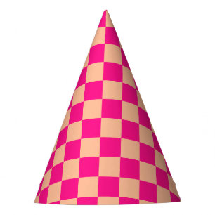 Gorro De Fiesta Cuadrados controlados durazno retro geométrico ros