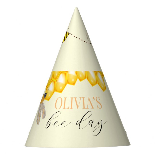 Gorro De Fiesta Cualquier edad, tema de la abeja cumpleaños (Anverso)
