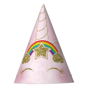Gorro De Fiesta Cuerno de Unicornio de Estrella de Arcoíris Rosa y