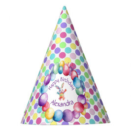 Gorro De Fiesta Cuidados puntos de polka y conejo acuático colorid