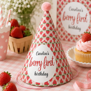Gorro De Fiesta Cumpleaños 1 de Berry Sweet Strawberry