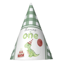 Gorro De Fiesta Cumpleaños 1 de Dinosaurio acuarela
