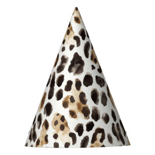 Gorro De Fiesta Cumpleaños Animal Leopardo Marrón Negro Crema