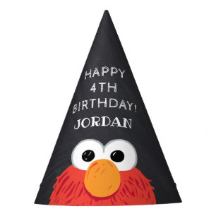 Gorro De Fiesta Cumpleaños de Barrio Sésamo Elmo Chalkboard