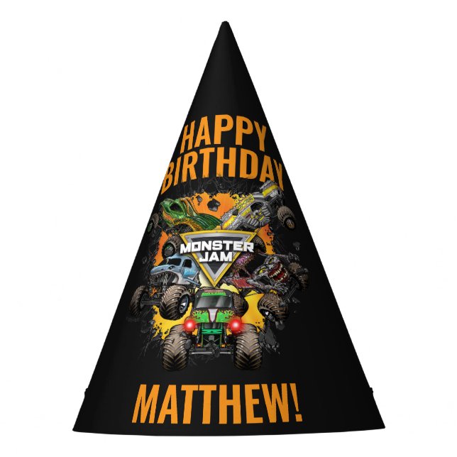 Gorro De Fiesta Cumpleaños de camiones Monster Jam (Anverso)