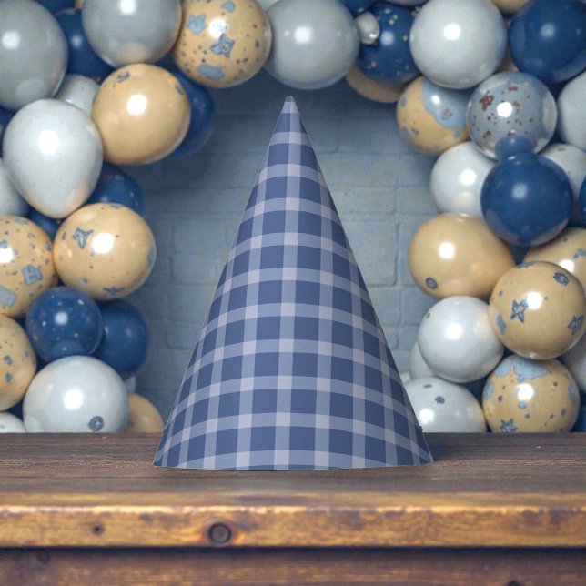 Gorro De Fiesta Cumpleaños de cuadros azules de niño (Subido por el creador)