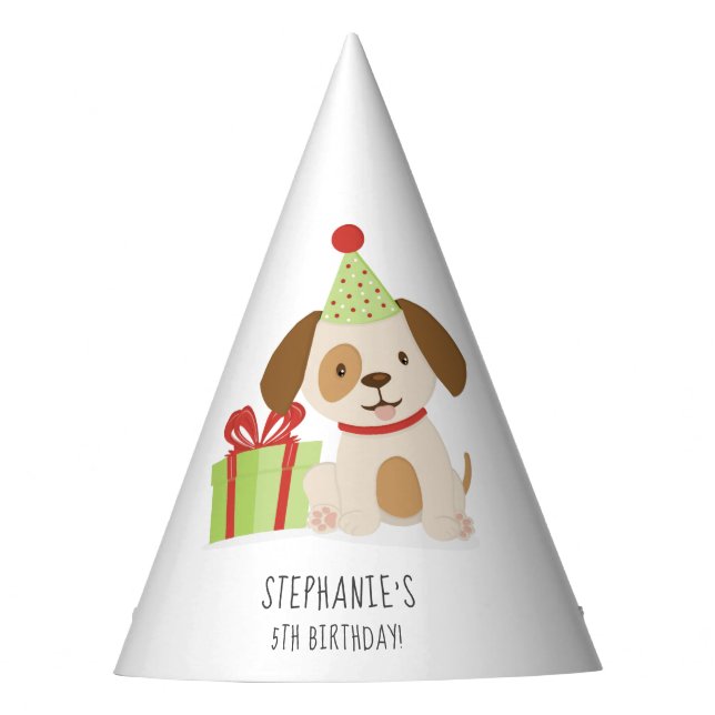 Gorro De Fiesta Cumpleaños de Cute Puppy (Anverso)