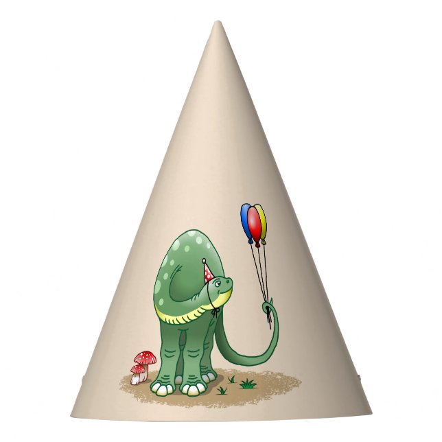 Gorro De Fiesta Cumpleaños de dinosaurio con globos (Anverso)