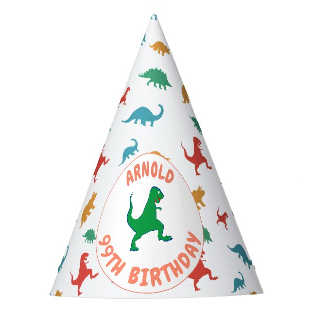 Gorro De Fiesta Cumpleaños de dinosaurio T Rex niños animales jurá (Anverso)