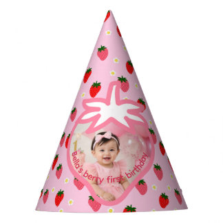 Gorro De Fiesta Cumpleaños de Fresa de la Primera Cumpleañera