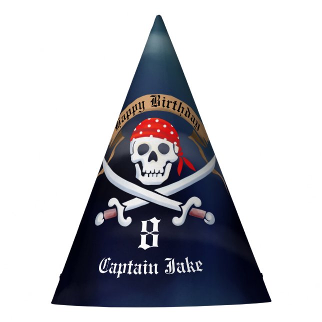 Gorro De Fiesta Cumpleaños de Jolly Roger Pirate (Anverso)