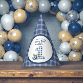 Gorro De Fiesta Cumpleaños de la primera fresa de arándanos azules