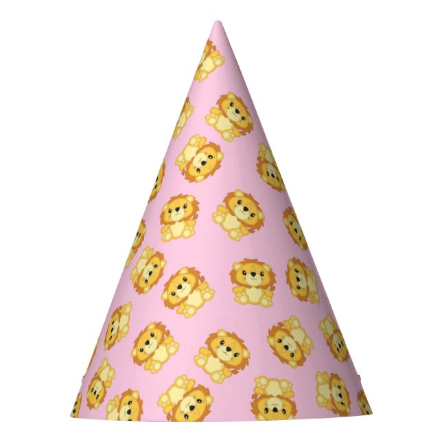 Gorro De Fiesta Cumpleaños de León Fiesta Rosa (Anverso)
