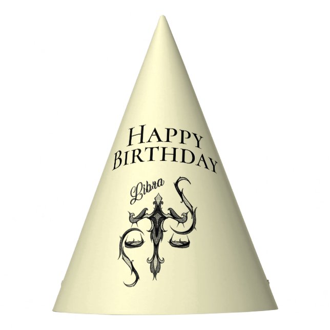 Gorro De Fiesta Cumpleaños de Libra Zodiac (Anverso)