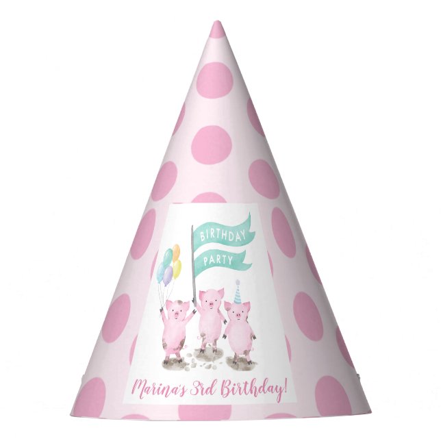 Gorro De Fiesta Cumpleaños de los niños de Pink Piggy (Anverso)