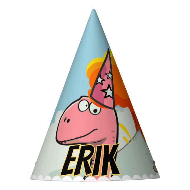 Gorro De Fiesta Cumpleaños de los Personalizados Cute Dinosaur (Anverso)