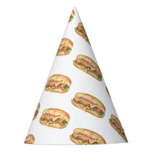 Gorro De Fiesta Cumpleaños de niños con hot dog acuarela