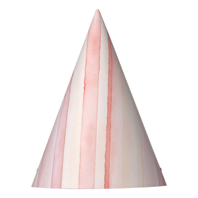 Gorro De Fiesta Cumpleaños de Rayas Rosadas de Rubor Femenino (Anverso)