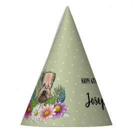 Gorro De Fiesta Cumpleaños de Soft-Coated Wheaten Terrier con Flor