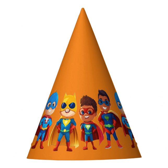 Gorro De Fiesta cumpleaños de superhéroe (Anverso)