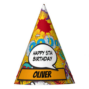 Gorro De Fiesta Cumpleaños de superhéroe de cómic personalizado