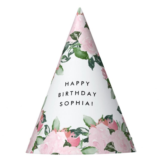 Gorro De Fiesta Cumpleaños de Sweet Florals (Anverso)