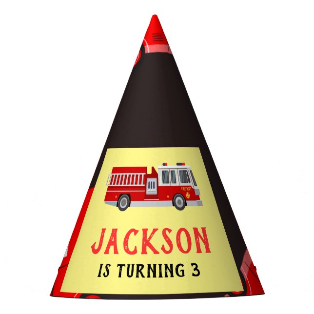 Gorro De Fiesta Cumpleaños del camión de bomberos (Anverso)