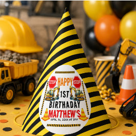 Gorro De Fiesta Cumpleaños del camión de volteo de construcción 1e