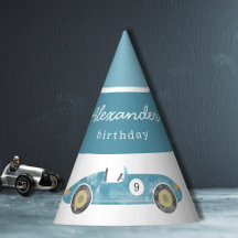 cumpleaños del coche de carreras azules