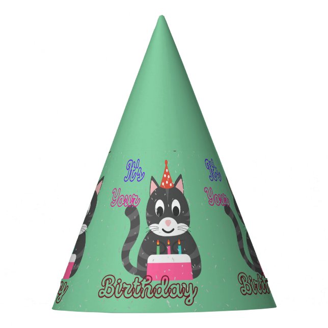 Gorro De Fiesta Cumpleaños del Gato (Anverso)