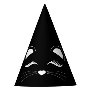Gorro De Fiesta Cumpleaños del gato negro y blanco