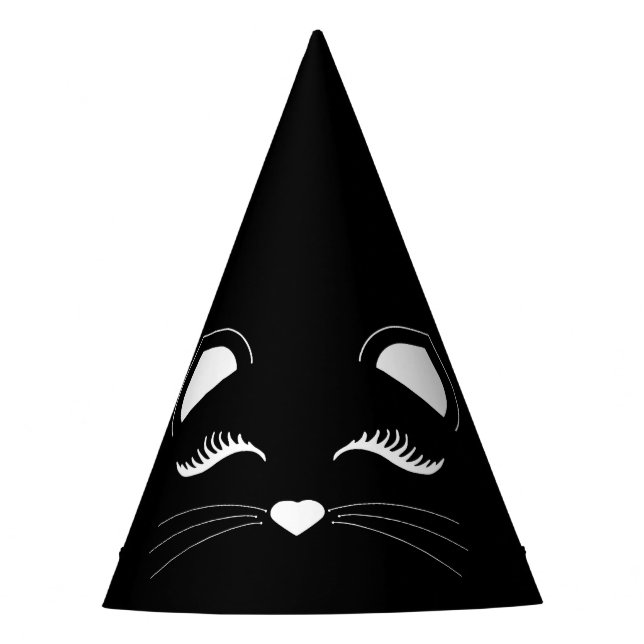 Gorro De Fiesta Cumpleaños del gato negro y blanco (Anverso)