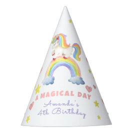 Gorro De Fiesta Cumpleaños Día Mágico Arcoíris Unicornio