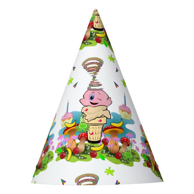 Gorro De Fiesta Cumpleaños Feliz Cupcakes Gemelos de Papel  (Anverso)