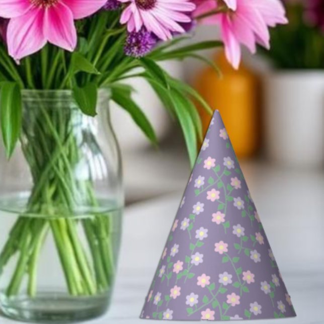 Gorro De Fiesta Cumpleaños Floral Púrpura (Subido por el creador)