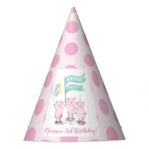 Gorro De Fiesta Cumpleaños guarro rosado de los niños