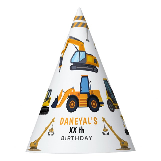 Gorro De Fiesta Cumpleaños infantil simple de construcción moderna (Anverso)