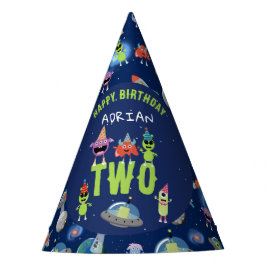 Gorro De Fiesta Cumpleaños Nombre Edad Monstruo Alien Espacio Lind