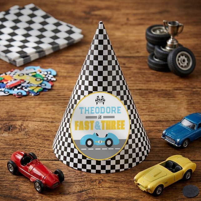 Gorro De Fiesta Cumpleaños número 3 de Fast & Three Race Car (Subido por el creador)