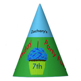 Gorro De Fiesta Cumpleaños número 7 en taza de cupcake azul person