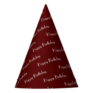 Gorro De Fiesta Cumpleaños Patrón de Texto Personalizado Granate