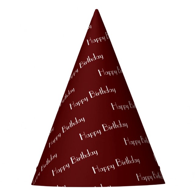Gorro De Fiesta Cumpleaños Patrón de Texto Personalizado Granate (Anverso)