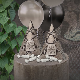 Gorro De Fiesta Cumpleaños Serpiente Estampado Animal Beige